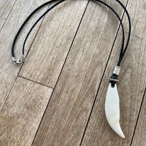 Black and White Bear teeth Pendant Necklace